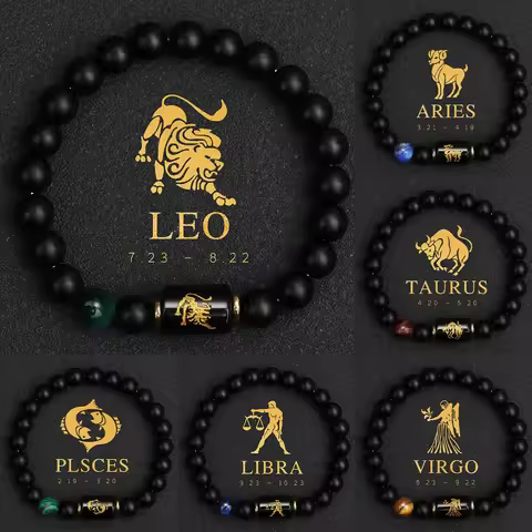 12 Zodiac Sign Bracelet Homme Constellation Bracelet for Men Aries Virgo Leo Libra Charm Bangle Wome