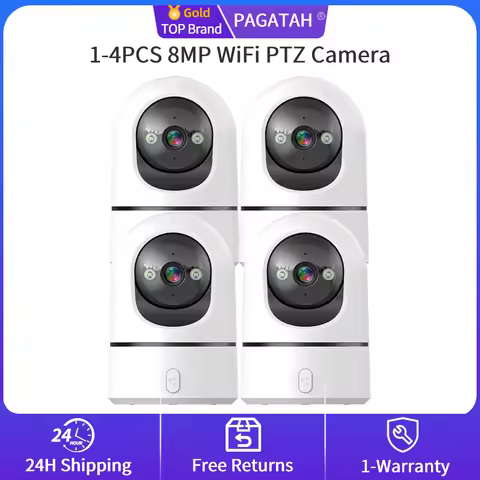 1-4PCS 8MP WiFi PTZ Camera Home One-touch Call Indoor CCTV Surveillance Camera Auto Tracking Camera 