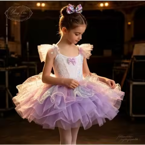 Girls Sequins Tulle Tutu Dress Kids Fluffy Puffy Skirt Ballet Dance Costume Cute Princess Outfit Sta