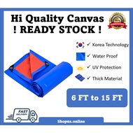 Canvas 6FT to 15FT Blue Orange Water Resistance Waterproof Flexible Sheet Canvas Tarpaulin Sheet Can