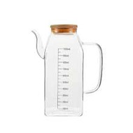 1pc Thick Glass Olive Oil Bottle With Measurement Scale (Ml/Cm²) - Rectangular PVC Free Kitchen Oil 