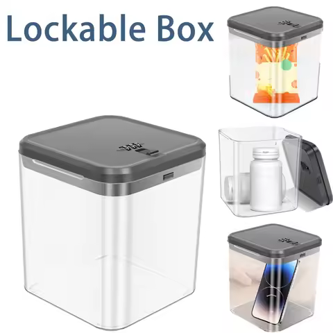 Transparent Lock Box with Password Lockable Storage Box for Phone Gaming Device Food Snack Refrigera