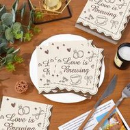 Love Is Brewing Cocktail Napkins 3-Ply Disposable Napkins Suitable For Bachelorette Party, Coffee Dr