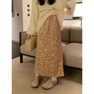 Various Models of Sequin skirt, shiny velvet skirt and long fur skirt