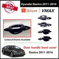 For Hyundai Elantra 2010 - 2016 Carbon Fiber and Chrome Pattern Car Door Handle Bowl Cover Car Acces