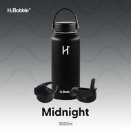 H2 Bottle Vacuum Insulated Water Bottle 1 Liter - Midnight Black/Drinking Bottle