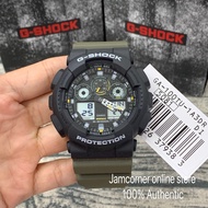 CASIO G-SHOCK GA-100TU-1A3 Pairing a black watch face with a band in beige or olive green. Casio Wat