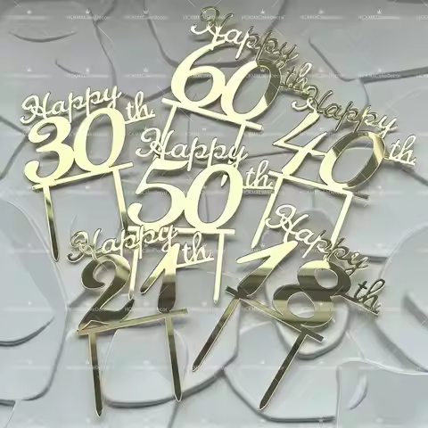 3pcs/6pcs Happy 18th 21st 30th 40th 50th 60 70 80th Birthday Cake Topper Number Age Cake Pick for Bi