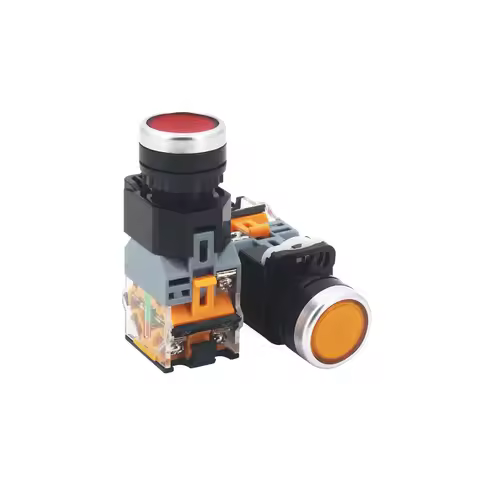 ABILKEEN LA38-11DN/LA38-11BN 22MM Push Button Switch 1NO/1NC/1NO1NC LED Light Push Button Momentary/
