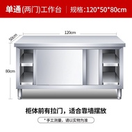 Kitchen Workbench 304 Manufacturer Restaurant Sliding Door Stainless Steel Cabinet Workbench Table C