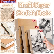 32K/16K/A4/A5 Sketch Book Binder Sketchbook DIY Cover Kraft Paper Drawing Book Portable Blank Sketch