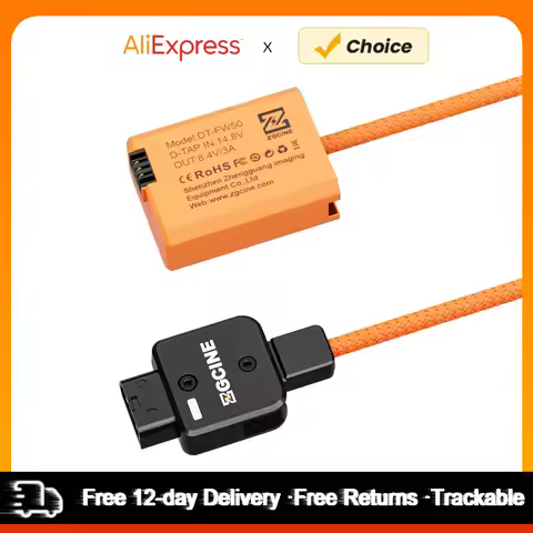 ZGCINE NP-FW50 Dummy Battery with D-Tap Connector Power Cable 60cm Long D-Tap to NP-FW50 for Sony A7