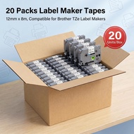 20 pieces TZe tape 12mm per box, 100% compatible with TZe231 Brother P-Touch, clear printing, lamina