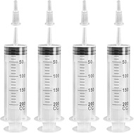 KEWAYO 4 Pack 200ml/cc Plastic Syringe Large Syringes Tools Catheter Tip individually sealed with Me