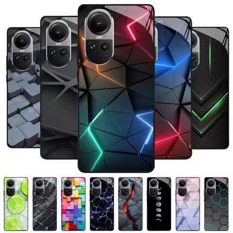 For Oppo Reno 10 5G Case Cover Tempered Glass Case Hard Coque Bumper For Oppo Reno10 Pro 5G CPH2525 