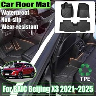Car Accessories For Cirelli 2 3 EVO 5 X35 BAIC Beijing X3 2021~2024 2025 TPE Floor Mat Anti-scratch 
