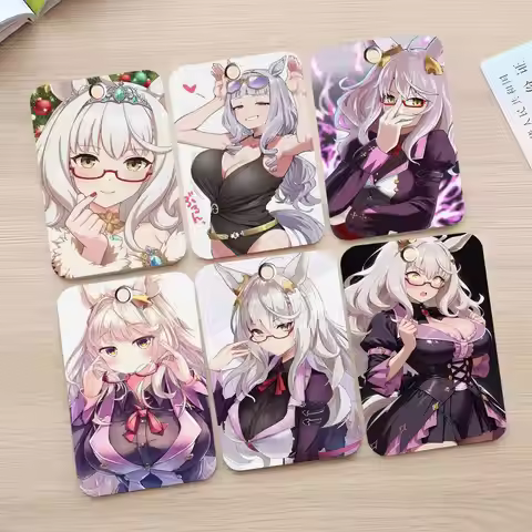 1pc Biwa Hayahide Anime Umamusume Cute Card Case Keychain Access Card Bag Key Tag Ring Leather Card 