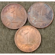 LOT OF 3 PIECES MALAYSIA COIN PARLIAMENT 1 CENT VERY FINE