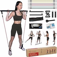 Lightstuff Home Exercise Starter Kit - Multifunctional Pilates Bar with Resistance Bands - Home Gym Equipment for Beginners and Beyond - Wide Range of Workouts to Fit Any Age and Fitness Level