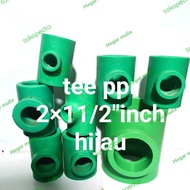 TEE PPR 2 × 11/2"INCI PITING PIPA REDUCED TEE dn63x50mm ppr hijau