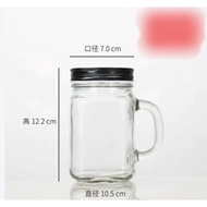 ♞500ml New Picks Korean Colorful Mason Glass Jar With Reusable Straw Bottle Glass Emboss Cold Drink