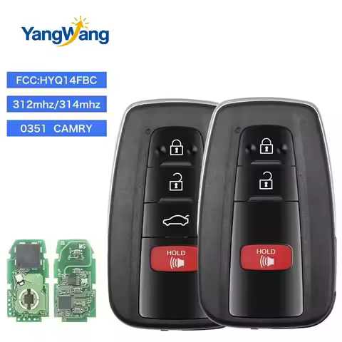 YW 3/ 4 Buttons 314MHz for Toyota RAV4 2019 2020 2021 Smart Remote Key Fob FCC ID: HYQ14FBC, Board: 