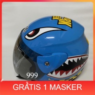 7.7 Helm Motor ORIGINAL Evo Hiu Biru Half Face Nouvo SNI Dewasa Motif - bukan KYT INK GM NHK ZEUS MD