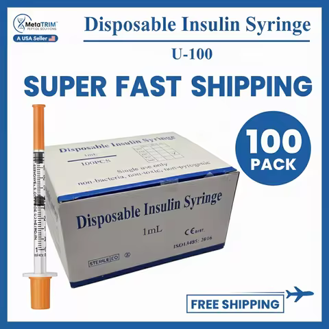 Box of 100 1ml 31G 1/4 (6mm) Disposable Sterile Insulin Syringe tools for Feeding Pets, Lab