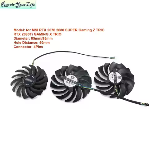 PC VGA Cooling Fan for MSI RTX 2080 TI GAMING X TRIO 2070 SUPER Graphics Video Card Cooler PLD09210S