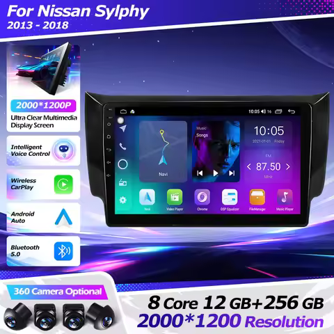 2000*1200P Android 16 For Nissan Sylphy B17 Sentra 2013-2018 Car Radio Auto Wireless Carplay Multime