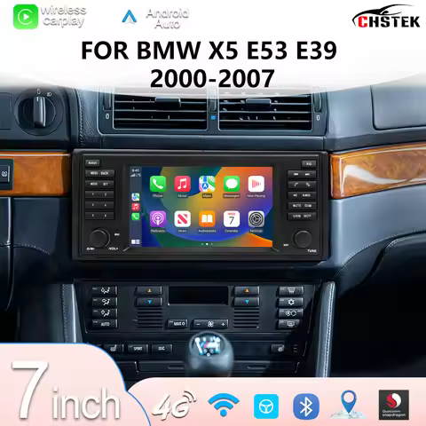 CHSTEK Samochodowy Odtwarzacz Multimedialny For BMW E39 5 Series E53 X5 1995-2007 Wireless CarPlay N