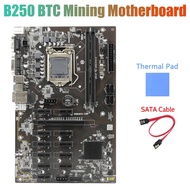 B250 BTC Mining Motherboard with Thermal Pad+SATA Cable 12XGraphics Card Slot LGA 1151 USB3.0 SATA 3