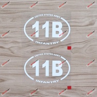 2X White 5'' Army 11B Infantry Decal Sticker Oval Car Vinyl die Cut no Background
