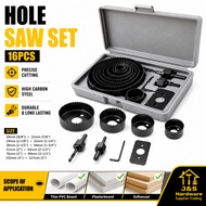 16PCs Hole Saw Set. (19-127mm) Universal Hole Saw Blades Set Kit. Carbon Steel Hole Saw for Soft Woo