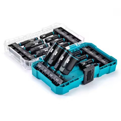 16xMagnetic Nut Driver Set SAE Nut Driver for Impact Drill Deep Nut Driver Set Impact Driver Bit Set