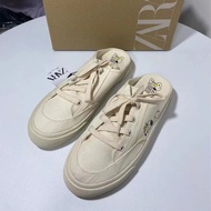 ZARA Women Shoes Summer New 2023 Snoopy Small White Shoes Thick Sole Lazy Half Pulls On Strap Sneakers