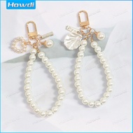 Pearl Keychain  Luxury Women Jewelry Pearl Bead Shell Phone Bag Backpack Charm Accessory Car Key Key