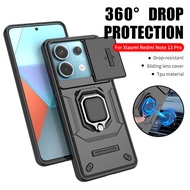 For Xiaomi Redmi Note 13 Pro 4G Holder Ring Push Pull Camera Protect Case Redmi Note 13 Pro 5G Note 13  Armor Shockproof Coque Shell