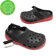 DÉP SỤC NHỰA ĐI MƯA CROCS DUET MAX II CLOG CHO CẢ NAM VÀ NỮ MÀU ĐEN ĐẾ ĐỎ