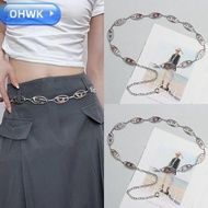 OHWK Metal Waist Chain, Woman Y2K Chain Belt, Retro Luxury Design Spicy Girl Dress Belt Chain