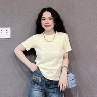 Áo Thun Nữ Form Ôm Gọn Dáng 35 đến 55kg Chữ Dập Nổi Điểm Nhấn Cotton Mềm Co Giãn Không Bó Sát (Mã B2