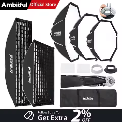 AMBITFUL Q7 Q7S Quick Setup Octagonal Rectangular Strip Softbox GODOX Mount Softbox + Bowens Mount S