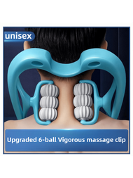 1只多功能手持式手動頸部按摩器,帶有滾輪設計,適用於緩解頸椎疼痛