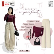 Women's Oneset, Casual Classy Outfit [Yeona Blouse, Oro Pants, Bag, Free Belt] SM105