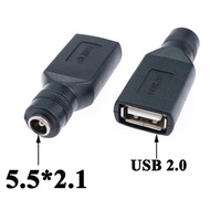 Adapter Konektor DC Jack 5.5 x 2.1mm Female To USB 2.0 Male Female / Micro USB / Type-C