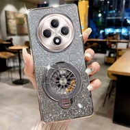 Mạ xoay Gyro chủ đứng vỏ điện thoại cho OPPO RENO 12f 5G/RENO 12f 4G trong suốt với sang trọng Bling