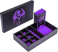 KSNDie 4 in 1 Multifunctional D&D Storage Dice Box Portable Dice Tower, Purple DND Dice Rolling Tray