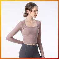 Lulu yoga sports long sleeve elastic fitness top with chest cushion CX711