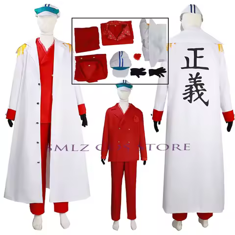 General Sakazuki Cosplay Costumes Anime Akainu Navy Uniforms Red Suit Cloak Hat Halloween Party Cost