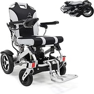 Adult Electric Wheelchair Folding Lightweight with Batteries Heavy Duty Supports 280 Lbs Aircraft Grade Aluminum Alloy Frame More Strength Rigid Rubber Tyre